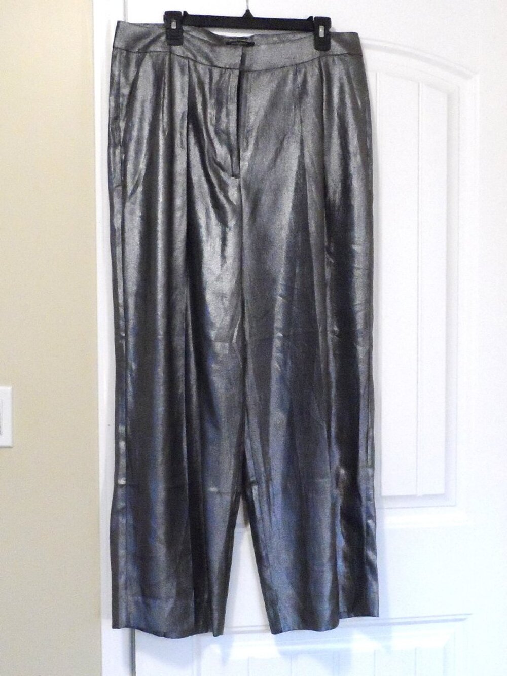 Banana Republic - Metallic Silver Wide-Leg Pants